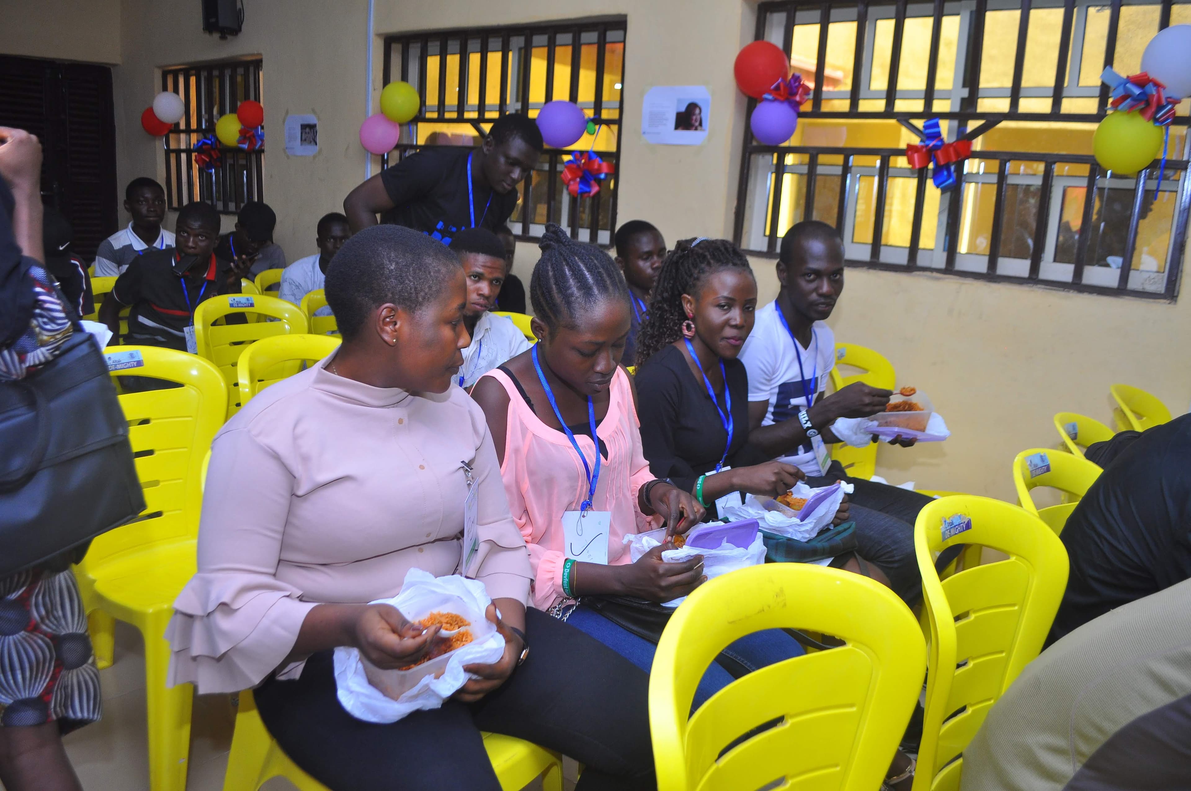 Attendees having refreshments at DevFest Ogbomoso 2019