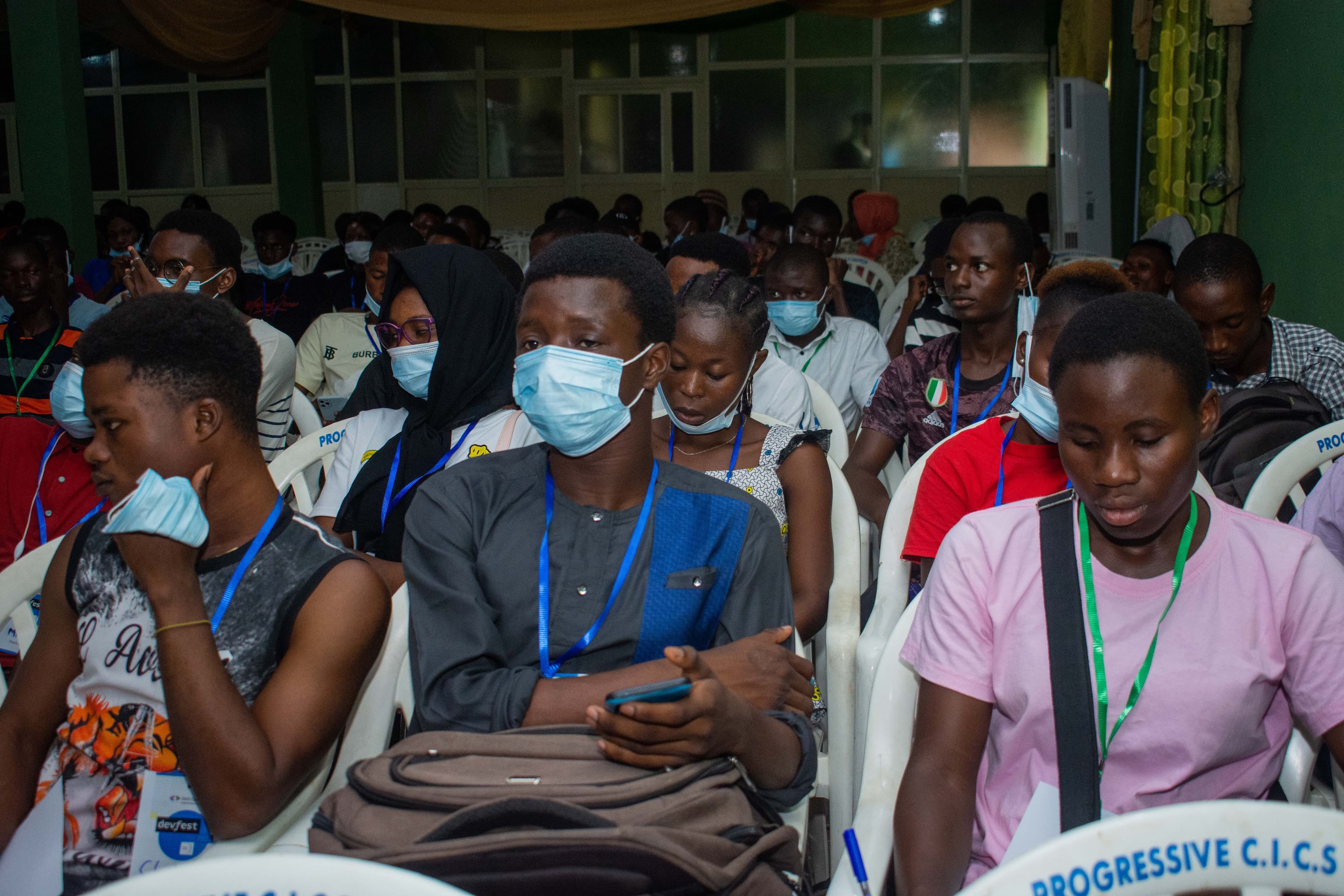 Attendees listening during a session at DevFest Ogbomoso 2021
