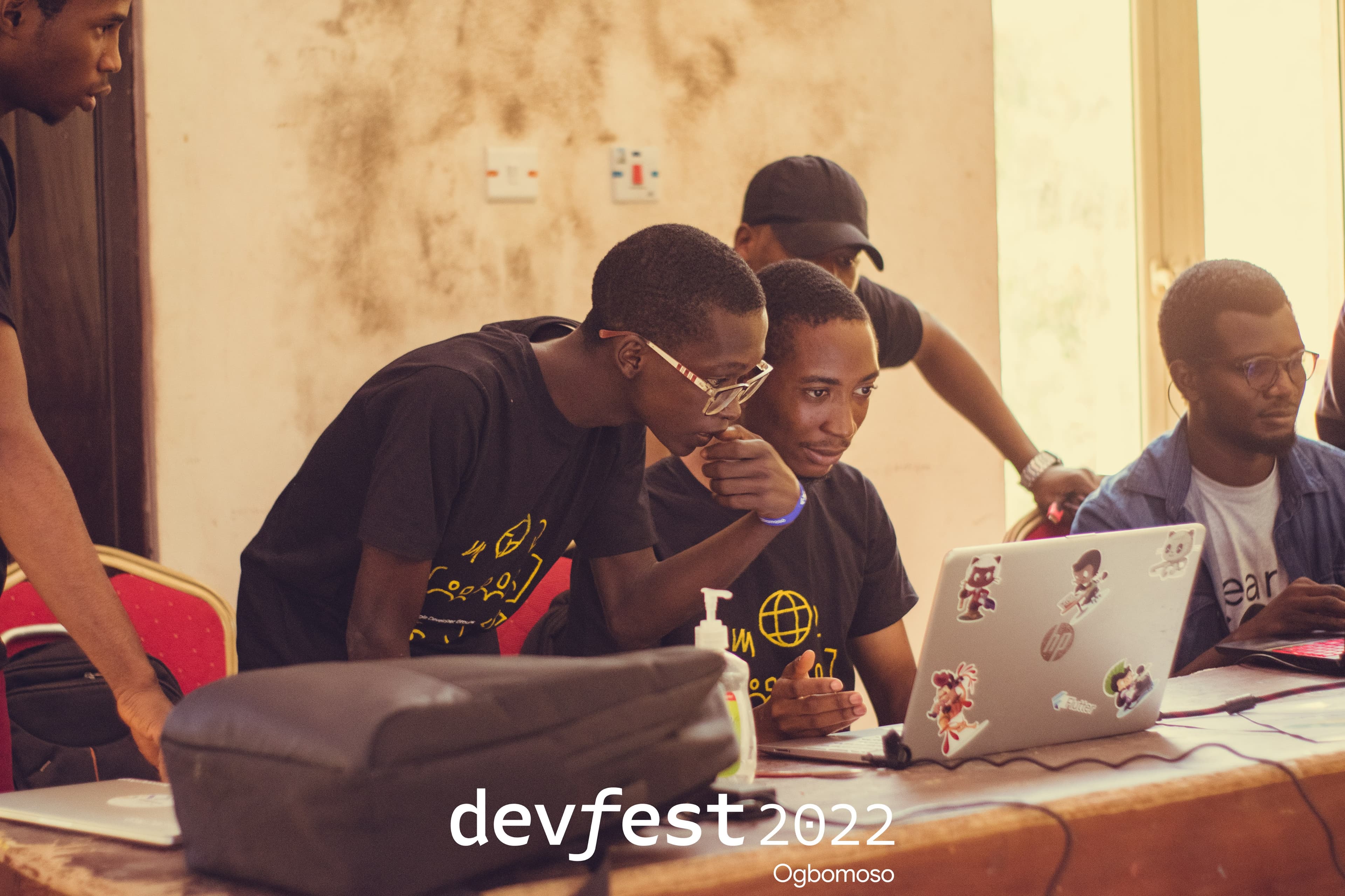 Participants working together on laptops at DevFest Ogbomoso 2022