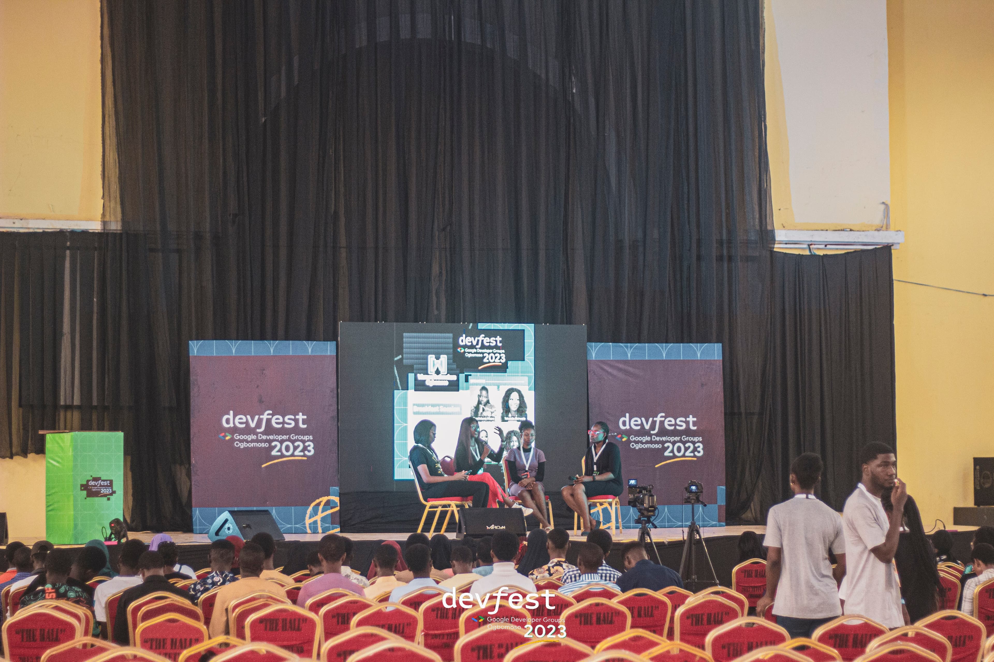 A wide view of the conference stage at DevFest Ogbomoso 2023