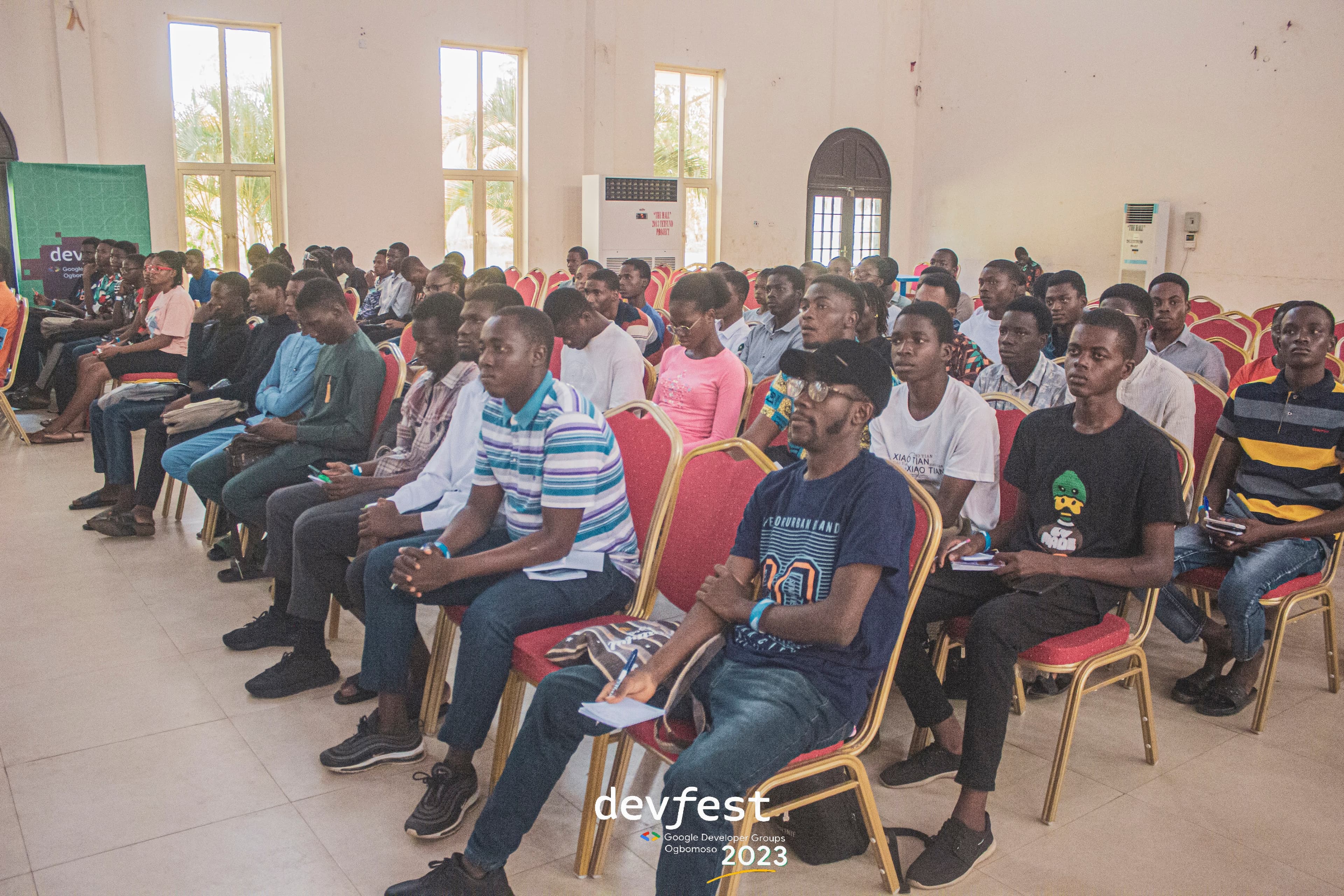 The seated conference audience at DevFest Ogbomoso 2023