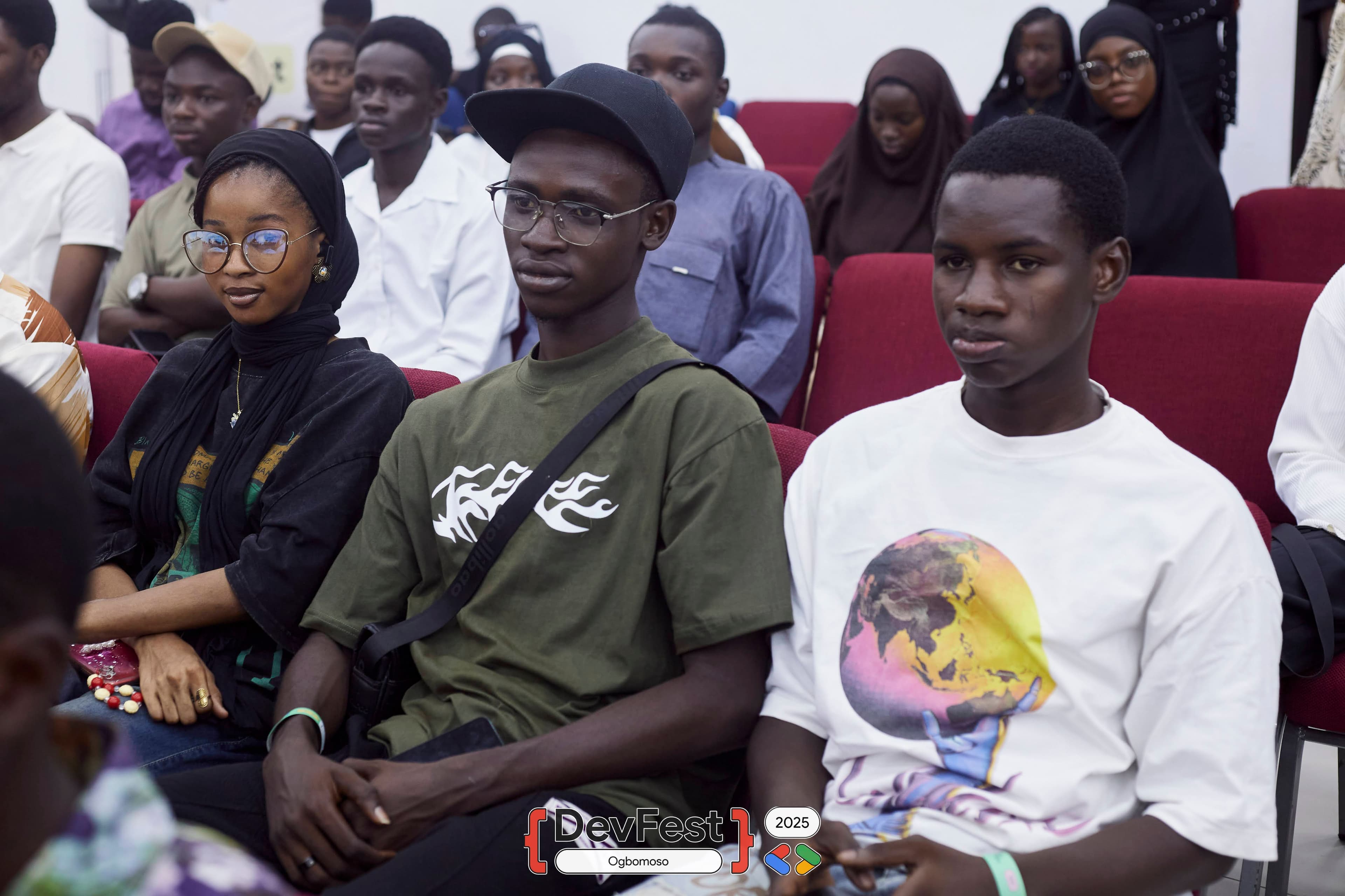 Attendees seated together in the hall at DevFest Ogbomoso 2025