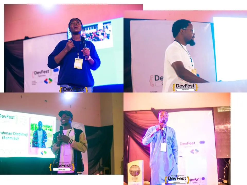 Collage of organizers on stage